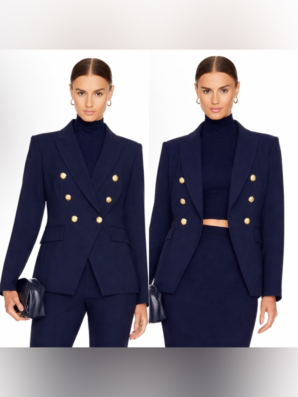 Veronica Beard Miller Dickey Navy Blazer Linen Blend Jacket with Gold Buttons 16 - Picture 2 of 14